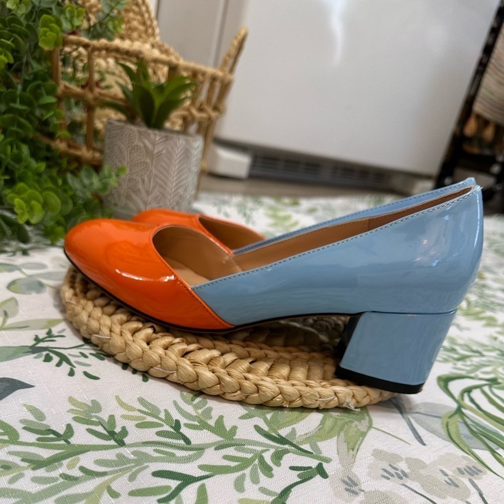 New MODENCOCO Women's Block Round Toe Slip On Patent Chunky Low Heel Pumps sz 7 - Picture 14 of 16